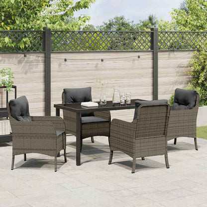 Set da Pranzo per Giardino con cuscino 5 pcs Grigio Poly Rattan - homemem39