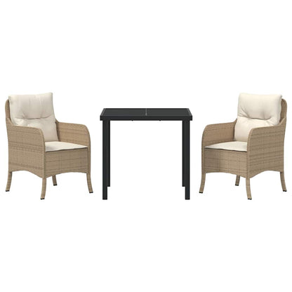 Set da Pranzo per Giardino con cuscino 3 pcs Beige Poly Rattan - homemem39