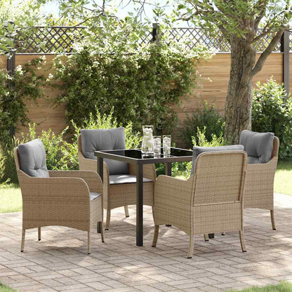 Set da Pranzo per Giardino con cuscino 5 pcs Beige Poly Rattan - homemem39