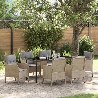 Set da Pranzo per Giardino con cuscino 7 pcs Beige Poly Rattan - homemem39
