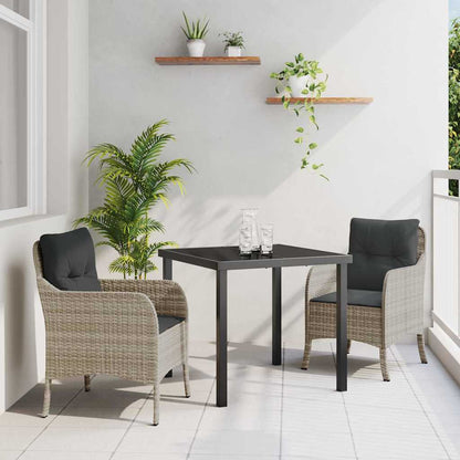 Set da Pranzo per Giardino 3 pcs Grigio chiaro Poly Rattan - homemem39