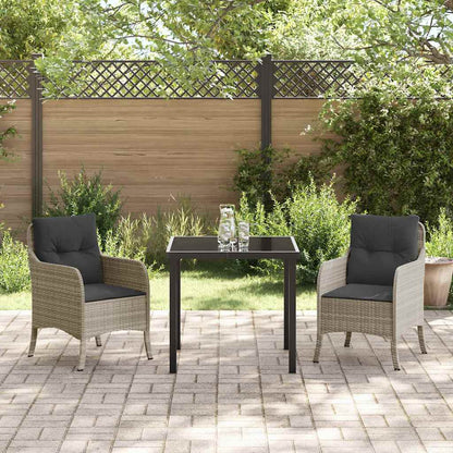 Set da Pranzo per Giardino 3 pcs Grigio chiaro Poly Rattan - homemem39