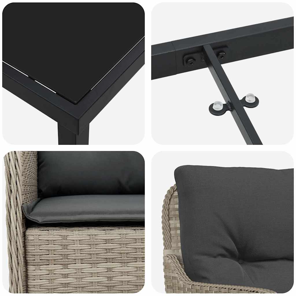 Set da Pranzo per Giardino 5 pcs Grigio chiaro Poly Rattan - homemem39