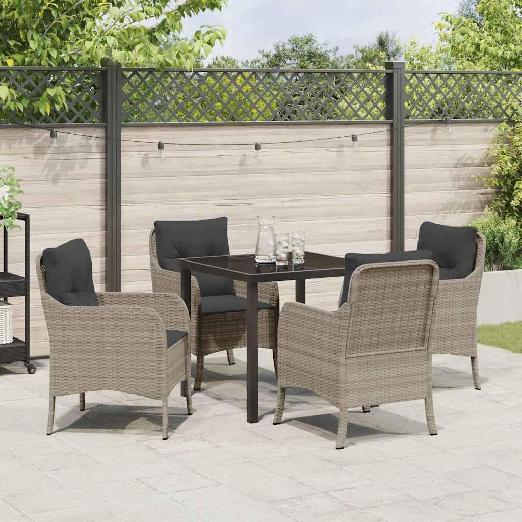 Set da Pranzo per Giardino 5 pcs Grigio chiaro Poly Rattan - homemem39
