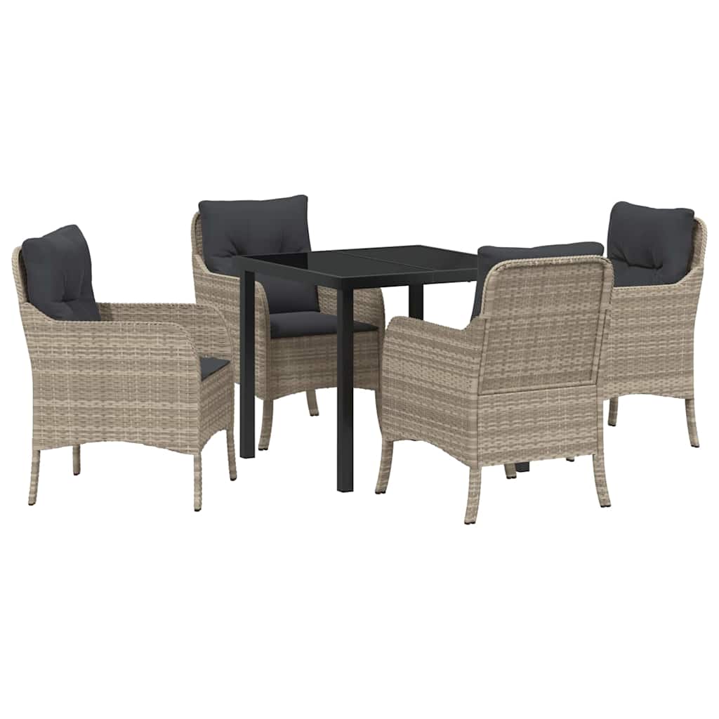Set da Pranzo per Giardino 5 pcs Grigio chiaro Poly Rattan - homemem39