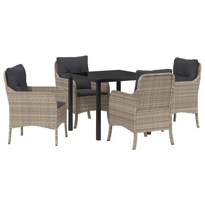 Set da Pranzo per Giardino 5 pcs Grigio chiaro Poly Rattan - homemem39