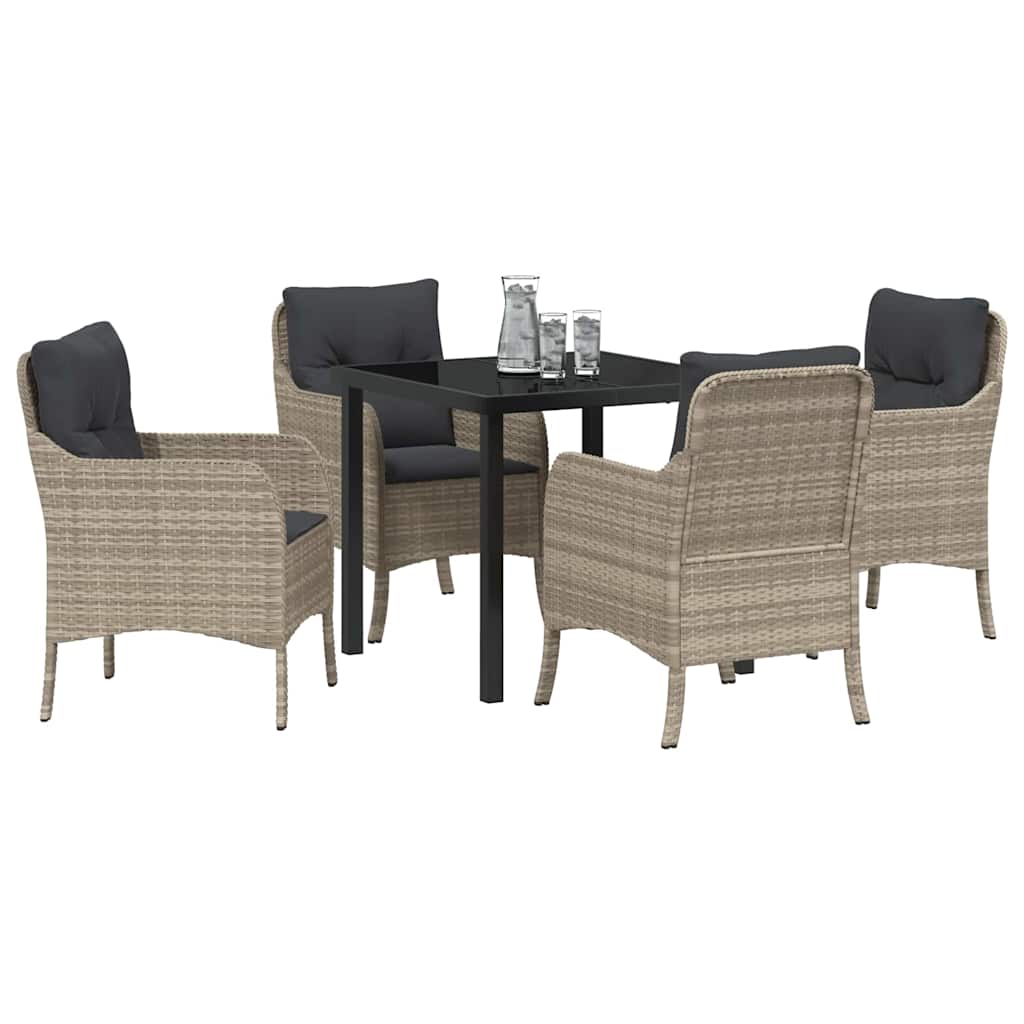Set da Pranzo per Giardino 5 pcs Grigio chiaro Poly Rattan - homemem39