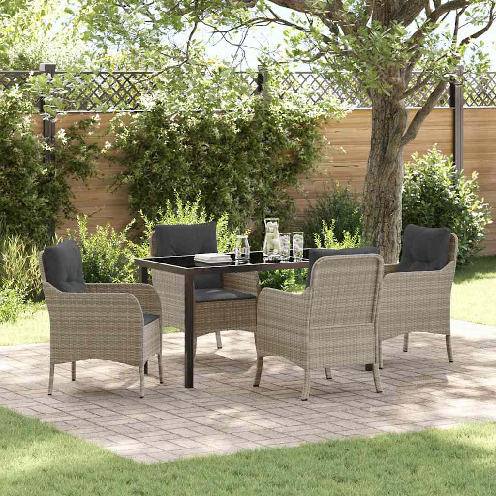 Set da Pranzo per Giardino 5 pcs Grigio chiaro Poly Rattan - homemem39