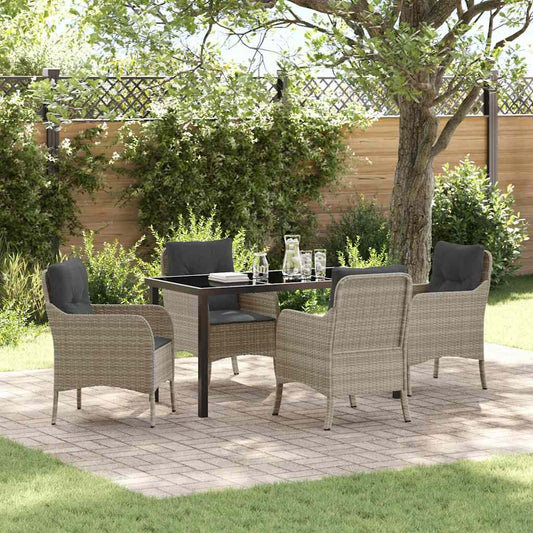 Set da Pranzo per Giardino 5 pcs Grigio chiaro Poly Rattan - homemem39