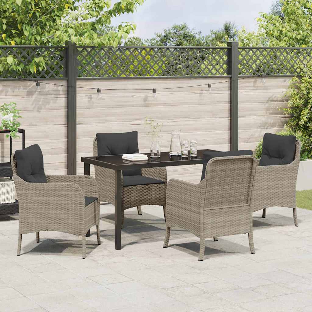 Set da Pranzo per Giardino 5 pcs Grigio chiaro Poly Rattan - homemem39