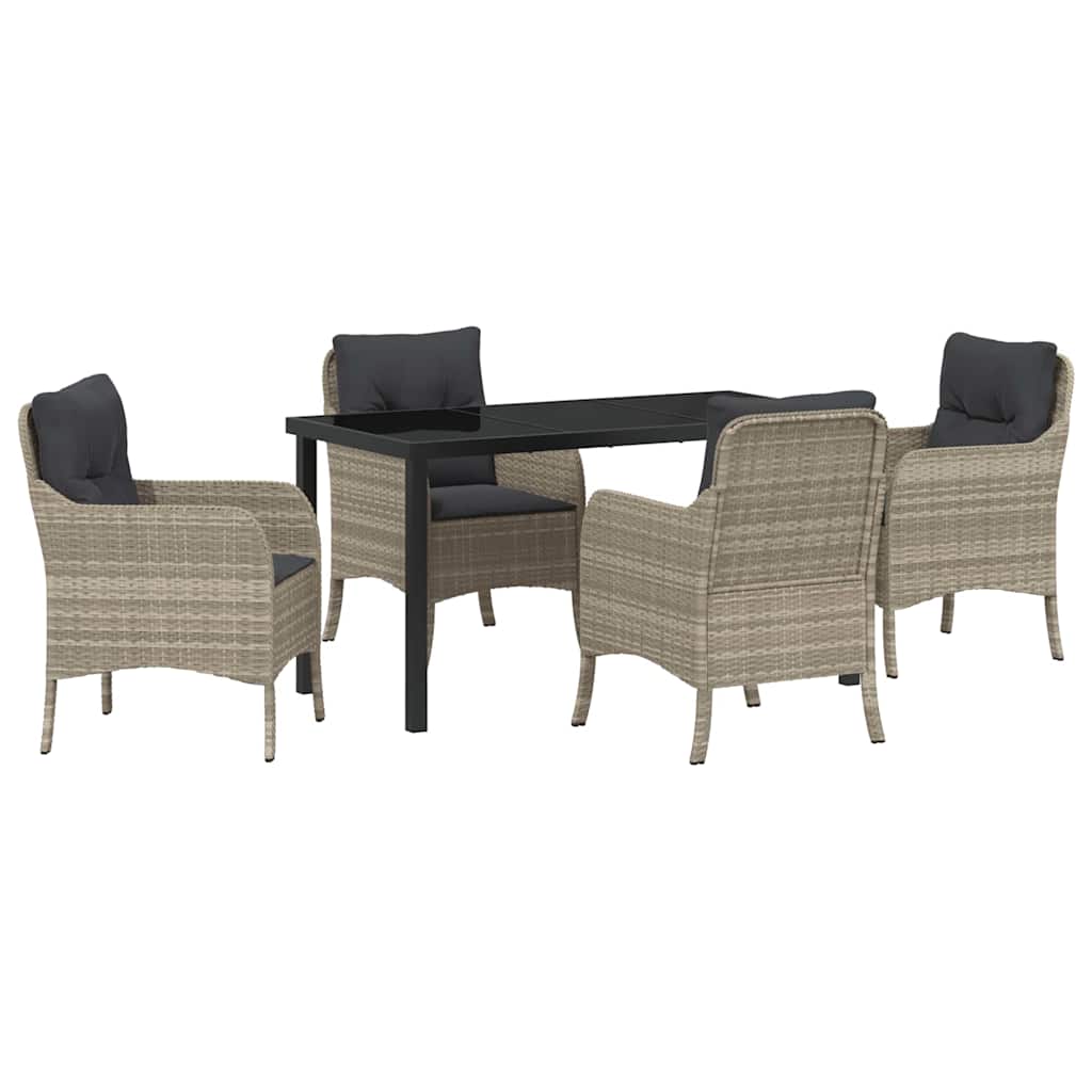 Set da Pranzo per Giardino 5 pcs Grigio chiaro Poly Rattan - homemem39