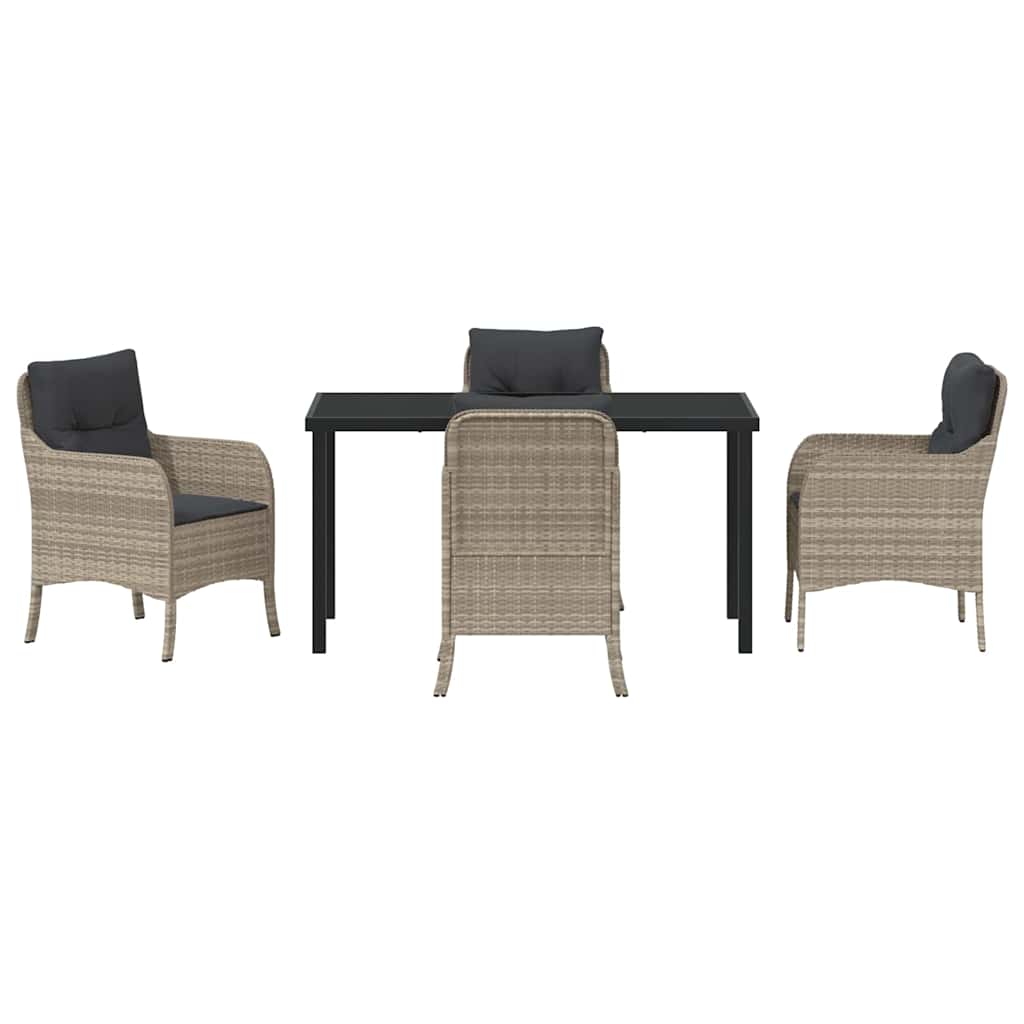 Set da Pranzo per Giardino 5 pcs Grigio chiaro Poly Rattan - homemem39