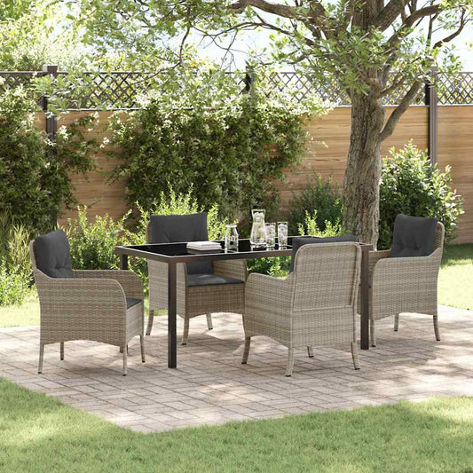 Set da Pranzo per Giardino 5 pcs Grigio chiaro Poly Rattan - homemem39