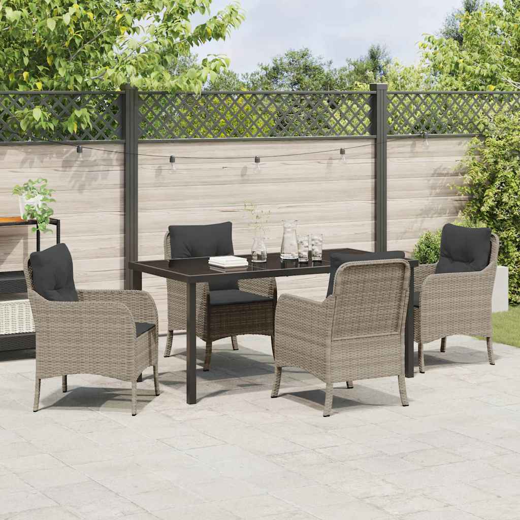 Set da Pranzo per Giardino 5 pcs Grigio chiaro Poly Rattan - homemem39