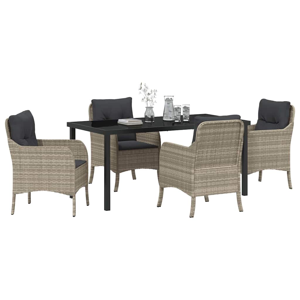 Set da Pranzo per Giardino 5 pcs Grigio chiaro Poly Rattan - homemem39