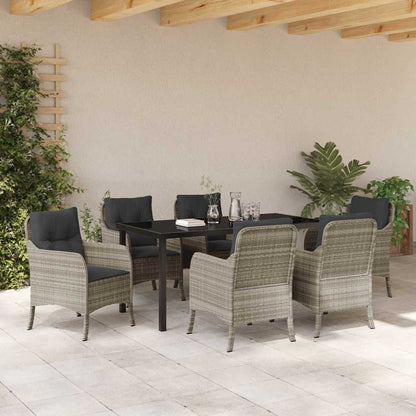 Set da Pranzo per Giardino 7 pcs Grigio chiaro polyrattan
