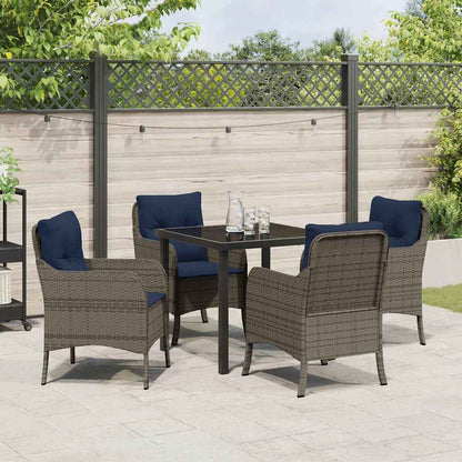Set da Pranzo per Giardino con cuscino 5 pcs Grigio polyrattan | homemem39