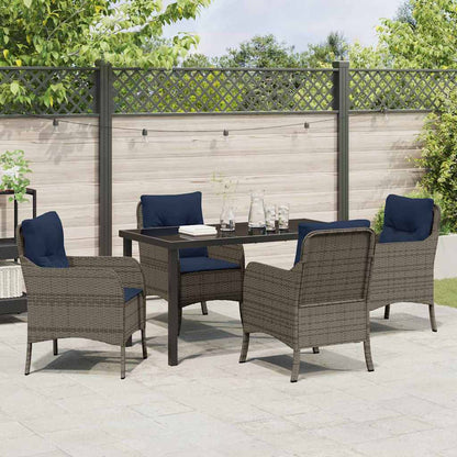 Set da Pranzo per Giardino con cuscino 5 pcs Grigio polyrattan | homemem39