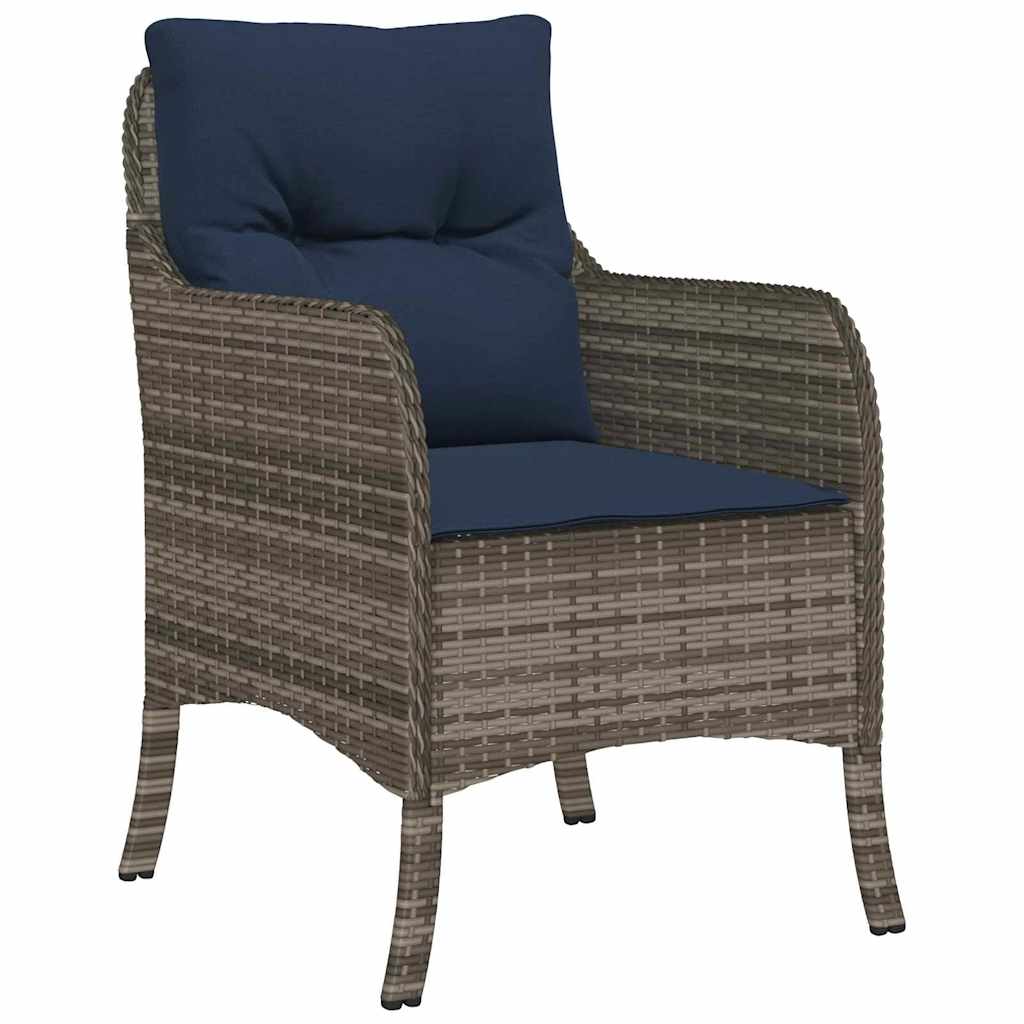 Set da Pranzo per Giardino con cuscino 5 pcs Grigio polyrattan | homemem39