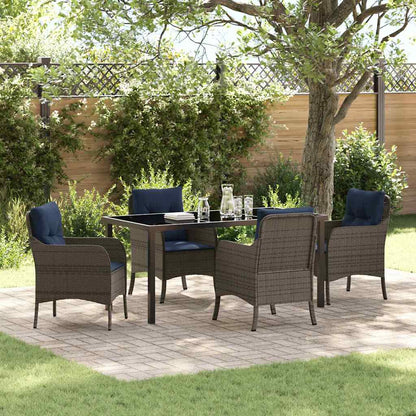 Set da Pranzo per Giardino con cuscino 5 pcs Grigio polyrattan | homemem39