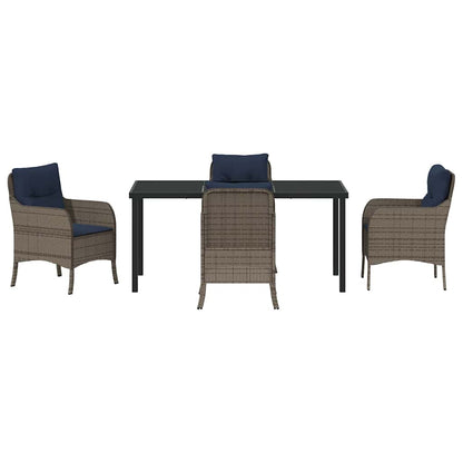 Set da Pranzo per Giardino con cuscino 5 pcs Grigio polyrattan | homemem39