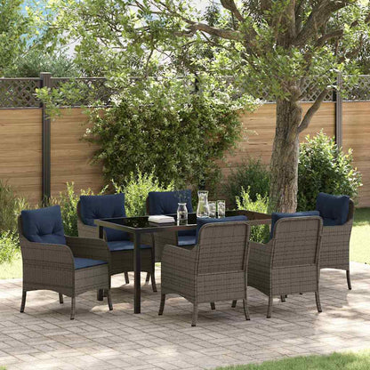 Set da Pranzo per Giardino con cuscino 7 pcs Grigio polyrattan | homemem39