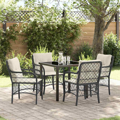 Set da Pranzo per Giardino con cuscino 5 pcs Nero Poly Rattan - homemem39