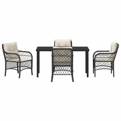 Set da Pranzo per Giardino con cuscino 5 pcs Nero Poly Rattan - homemem39