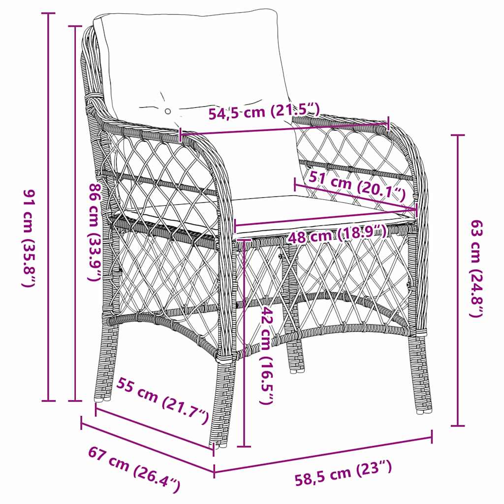 Set da Pranzo per Giardino con cuscino 7 pcs Nero polyrattan | homemem39