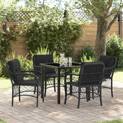 Set da Pranzo per Giardino con cuscino 5 pcs Nero Poly Rattan - homemem39