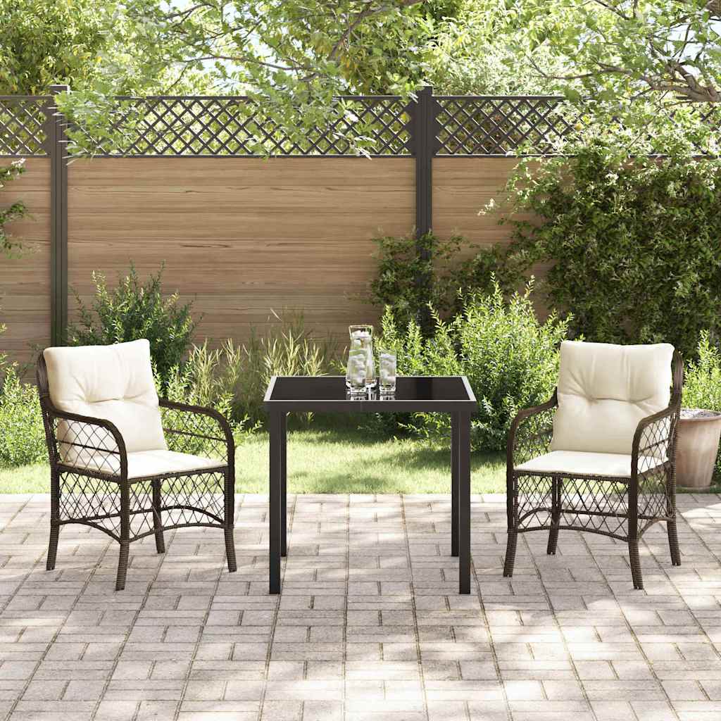 Set da Pranzo per Giardino 3 pcs Marrone Poly Rattan - homemem39