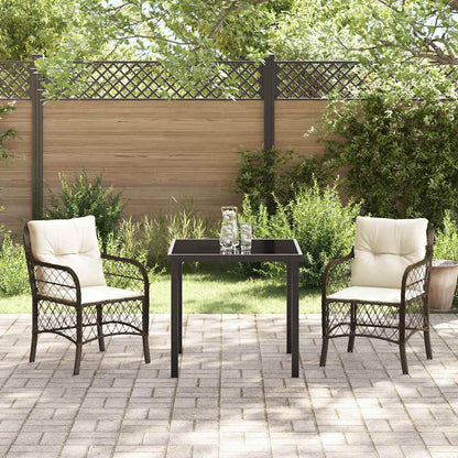 Set da Pranzo per Giardino 3 pcs Marrone Poly Rattan - homemem39
