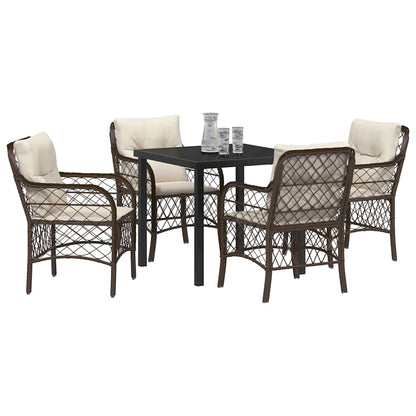 Set da Pranzo per Giardino 5 pcs Marrone Poly Rattan - homemem39