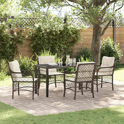 Set da Pranzo per Giardino 5 pcs Marrone Poly Rattan - homemem39