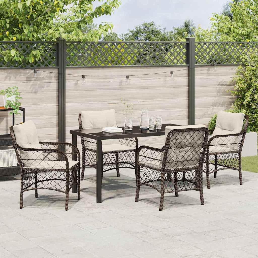 Set da Pranzo per Giardino 5 pcs Marrone Poly Rattan - homemem39