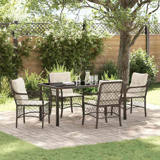 Set da Pranzo per Giardino 5 pcs Marrone Poly Rattan - homemem39