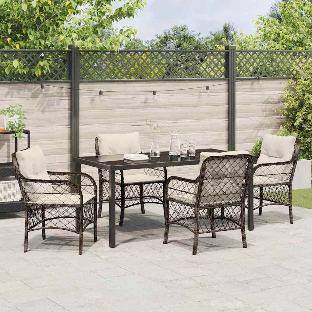 Set da Pranzo per Giardino 5 pcs Marrone Poly Rattan - homemem39