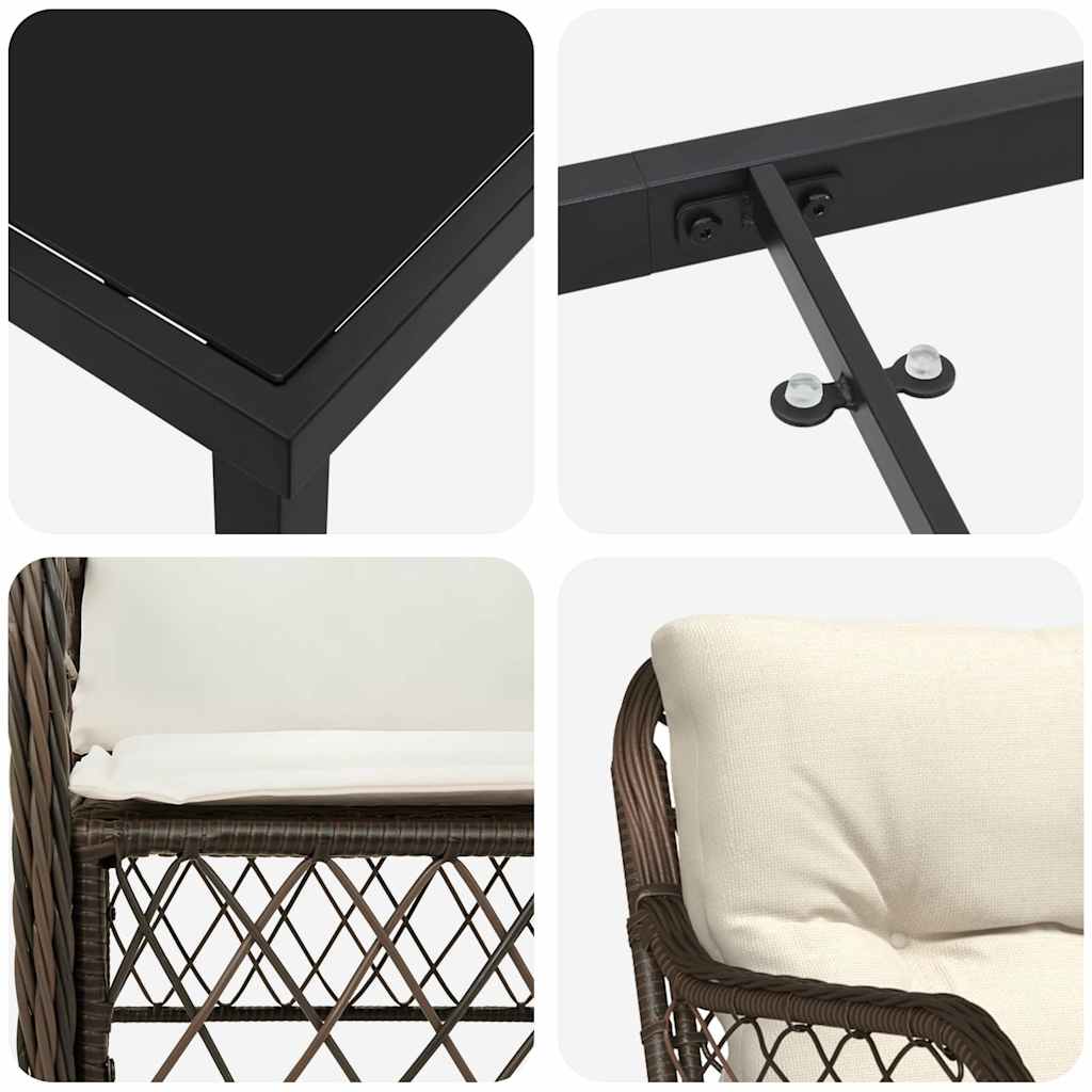 Set da Pranzo per Giardino 7 pcs Marrone Poly Rattan - homemem39