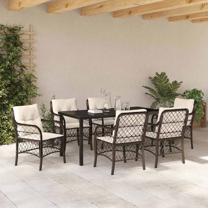 Set da Pranzo per Giardino 7 pcs Marrone Poly Rattan - homemem39