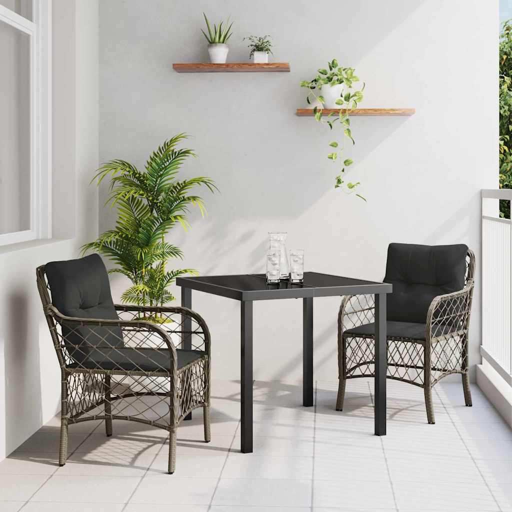 Set da Pranzo per Giardino con cuscino 3 pcs Grigio Poly Rattan - homemem39