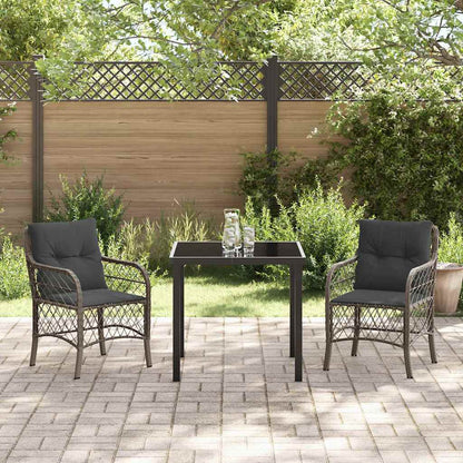Set da Pranzo per Giardino con cuscino 3 pcs Grigio Poly Rattan - homemem39