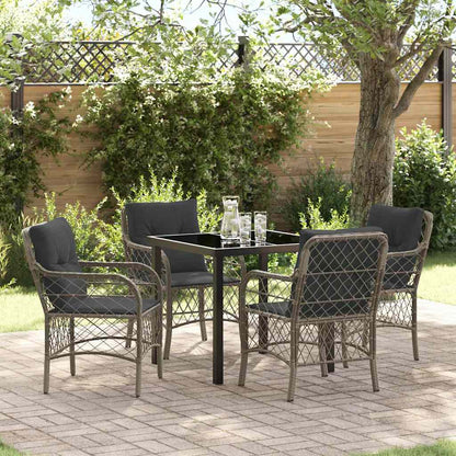 Set da Pranzo per Giardino con cuscino 5 pcs Grigio Poly Rattan - homemem39