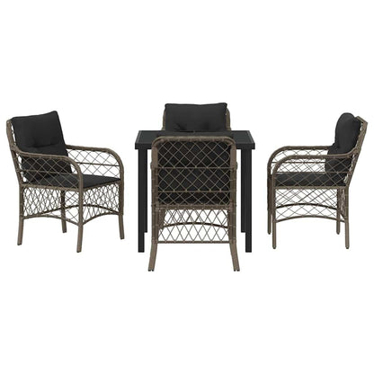 Set da Pranzo per Giardino con cuscino 5 pcs Grigio Poly Rattan - homemem39