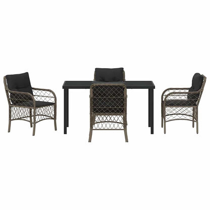 Set da Pranzo per Giardino con cuscino 5 pcs Grigio Poly Rattan - homemem39