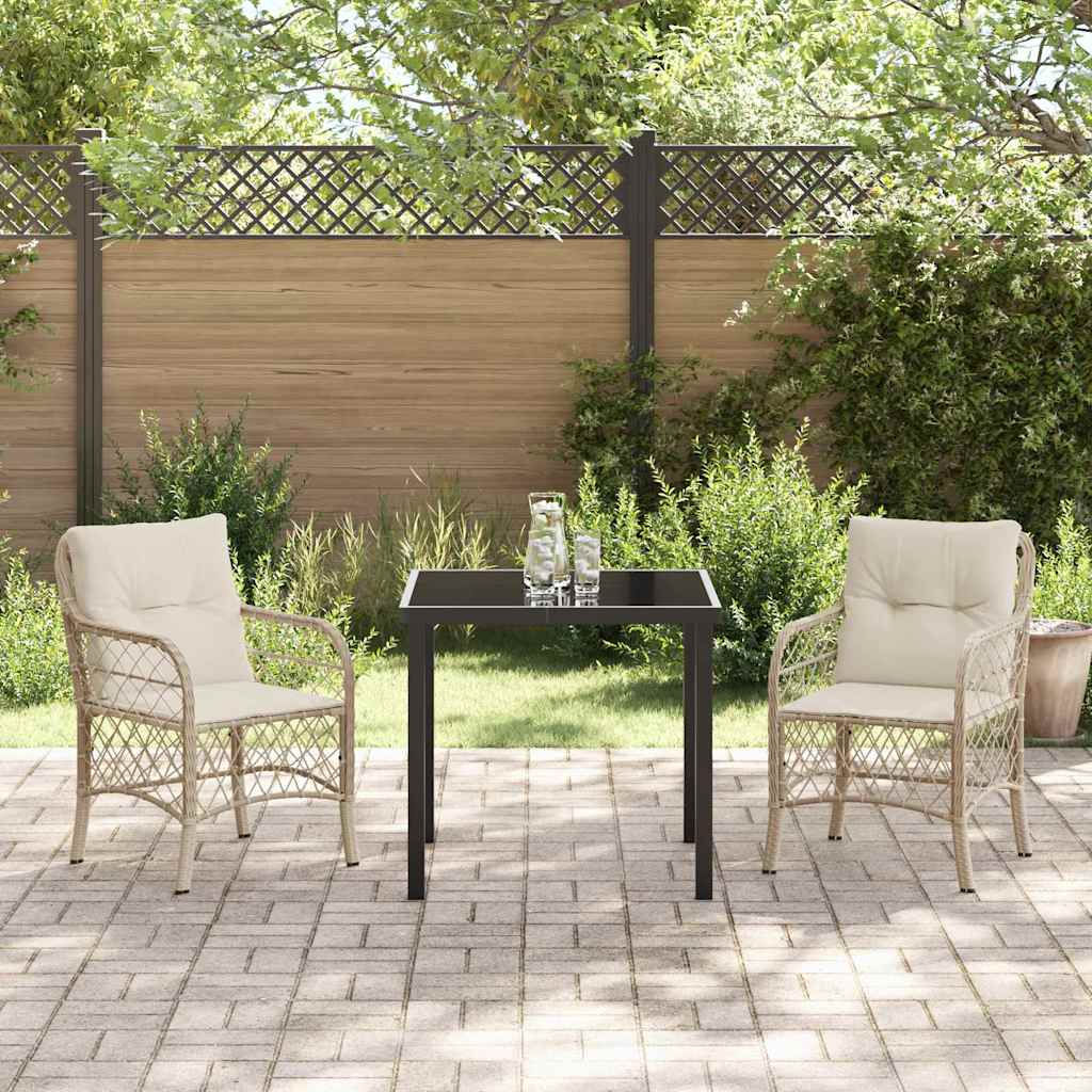 Set da Pranzo per Giardino con cuscino 3 pcs Beige Poly Rattan - homemem39