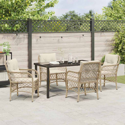 Set da Pranzo per Giardino con cuscino 5 pcs Beige Poly Rattan - homemem39