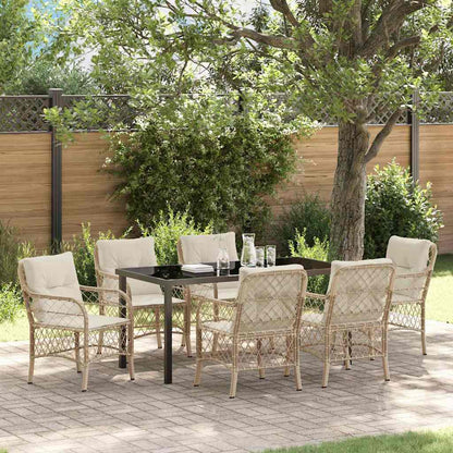 Set da Pranzo per Giardino con cuscino 7 pcs Beige Poly Rattan - homemem39