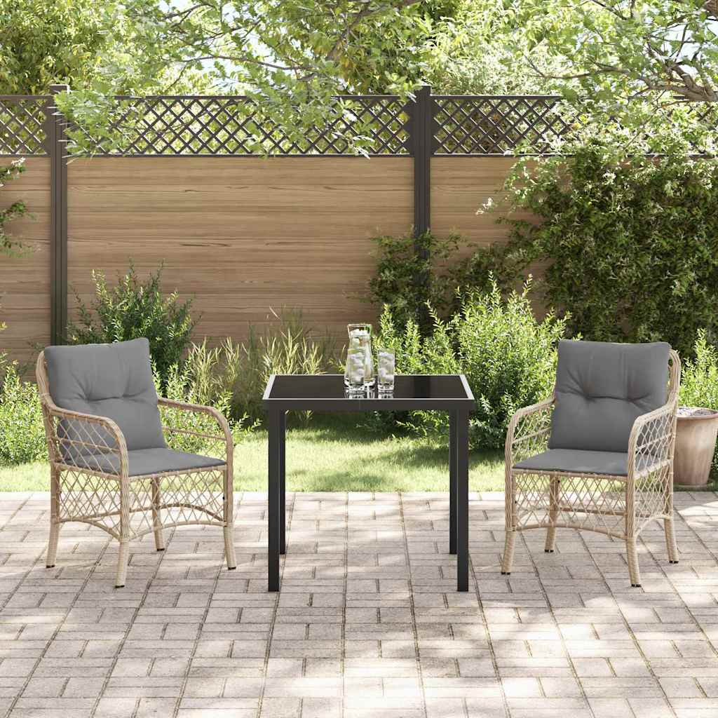 Set da Pranzo per Giardino con cuscino 3 pcs Beige Poly Rattan - homemem39