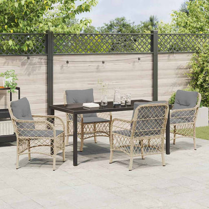 Set da Pranzo per Giardino con cuscino 5 pcs Beige Poly Rattan - homemem39