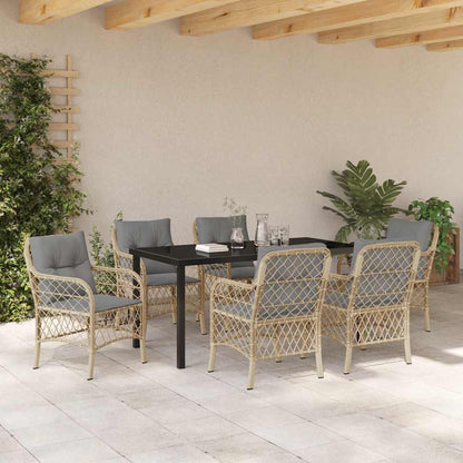 Set da Pranzo per Giardino con cuscino 7 pcs Beige Poly Rattan - homemem39